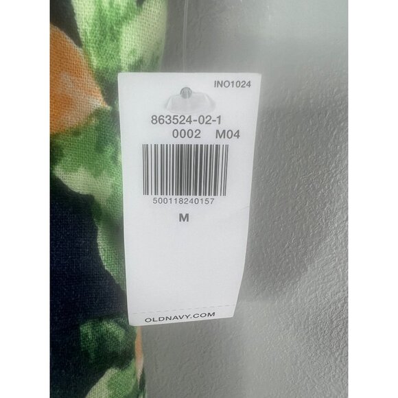 Old Navy Womens Navy Blue Floral Fit & Flare Linen Blend Midi Dress Size Medium - Picture 9 of 14